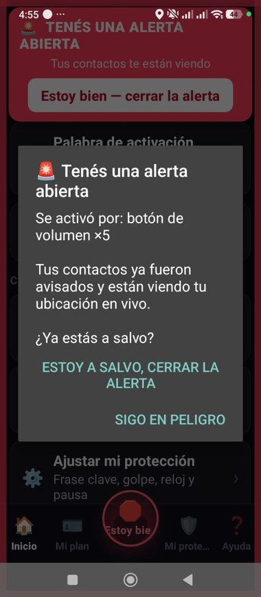Alerta activada por el botón de volumen apretado cinco veces