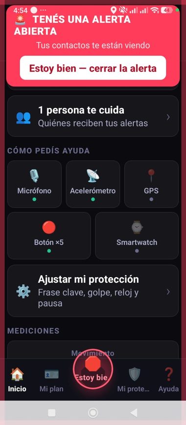 Marco rojo indicando que hay una alerta abierta