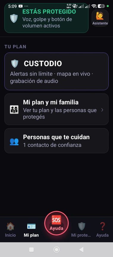 Pantalla del plan Custodio